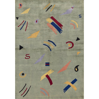 Hand-Knotted High-Quality Green Area Rug