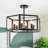 6-Light Industrial Lantern Semi Flush Mount Ceiling Light Candle Style Black Finish Geometric Cage Dining Light-411521459