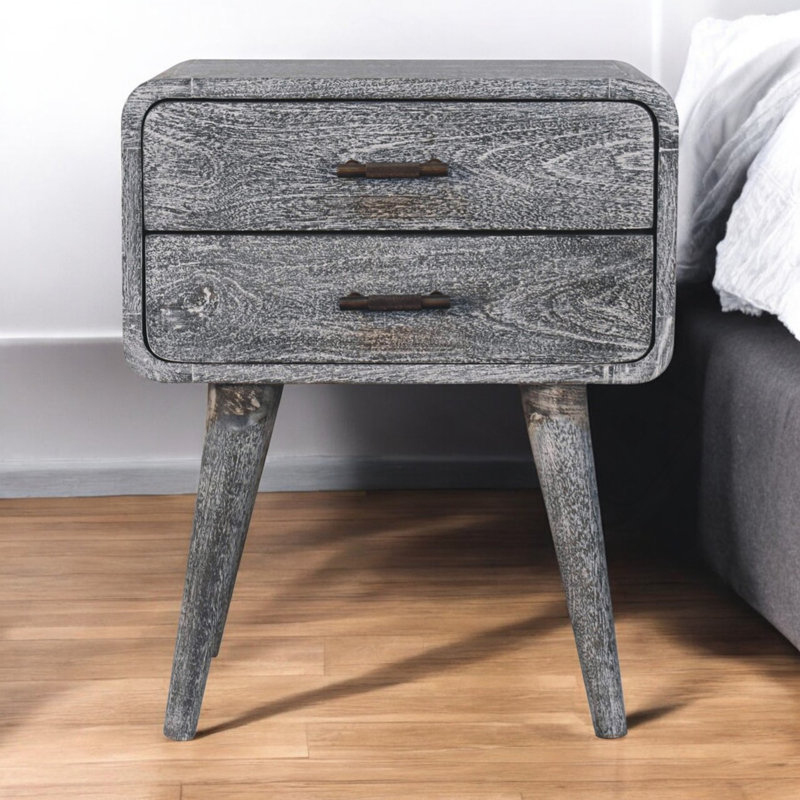 Sandblasted Ash Curved Bedside