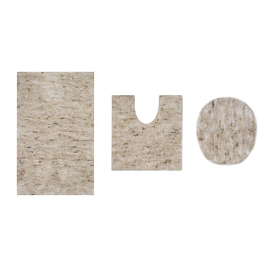 Ensemble de tapis de salle de bain 3 pièces Essential, tapis de bain en microfibre moelleux, tapis contour en U et housse de couvercle de toilette, tapis de salle de bain ultra-absorbant, à séchage rapide et antidérapant, lavable à la machine, ivoire