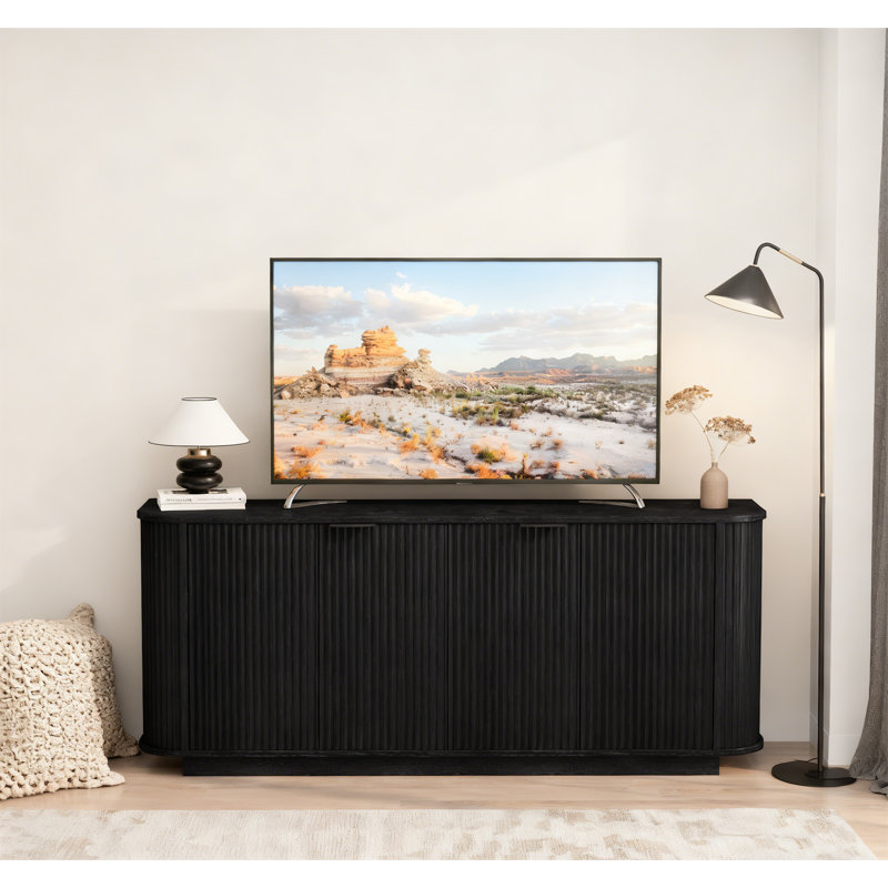 63" Double-Door Wavy Storage Sideboard, Black