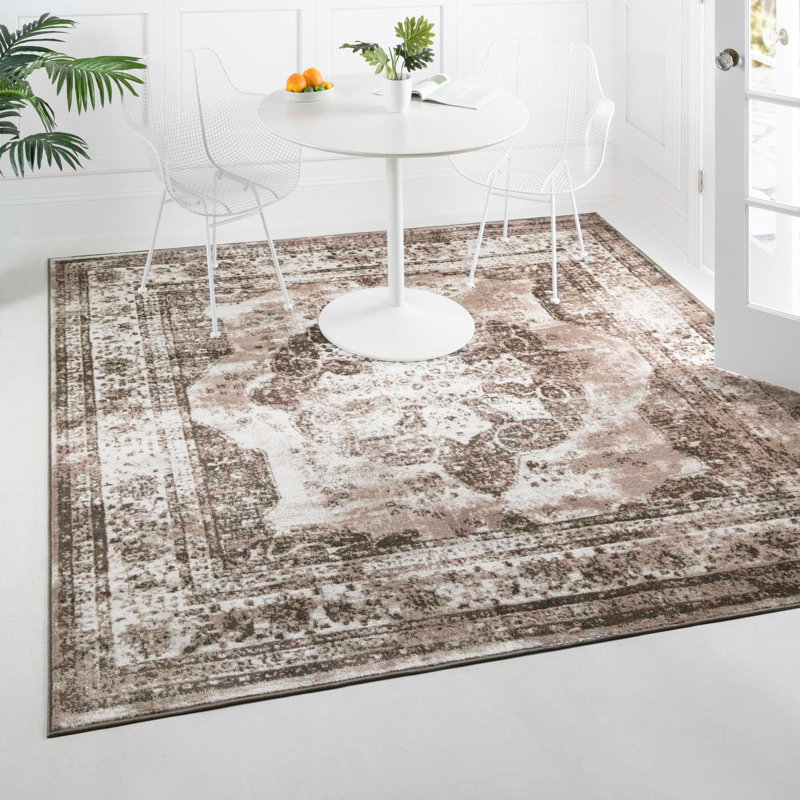 Brandt Oriental Area Rug, Square 7'10", Light Brown