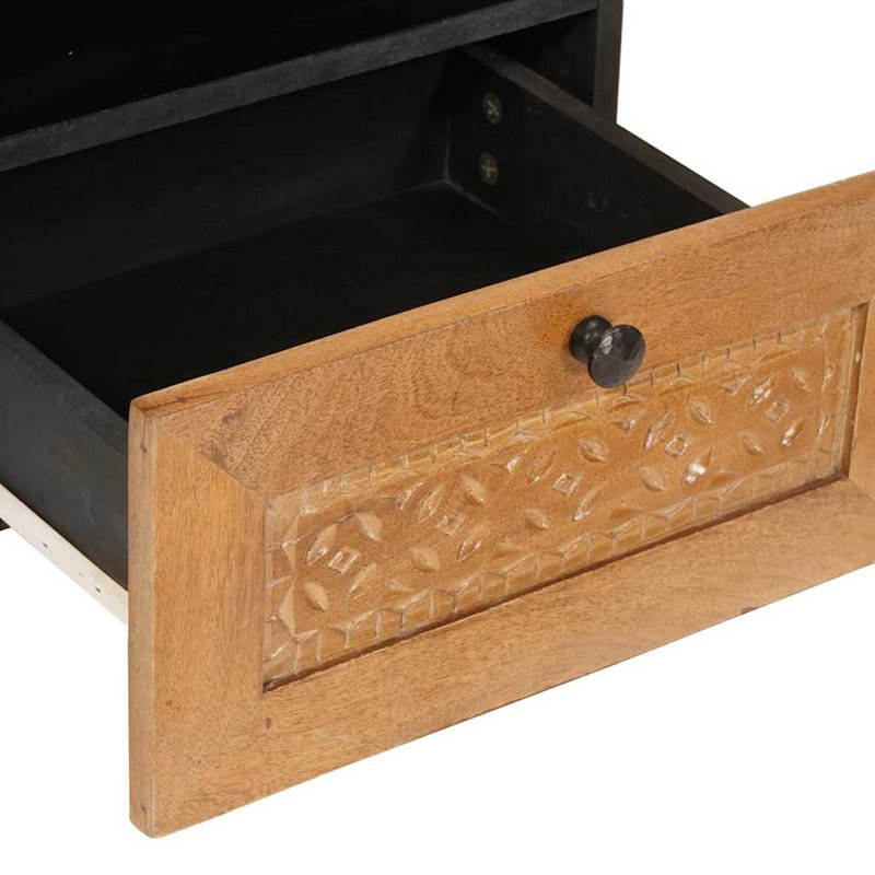 40cm W Solid Wood Bedside Table, Light Brown