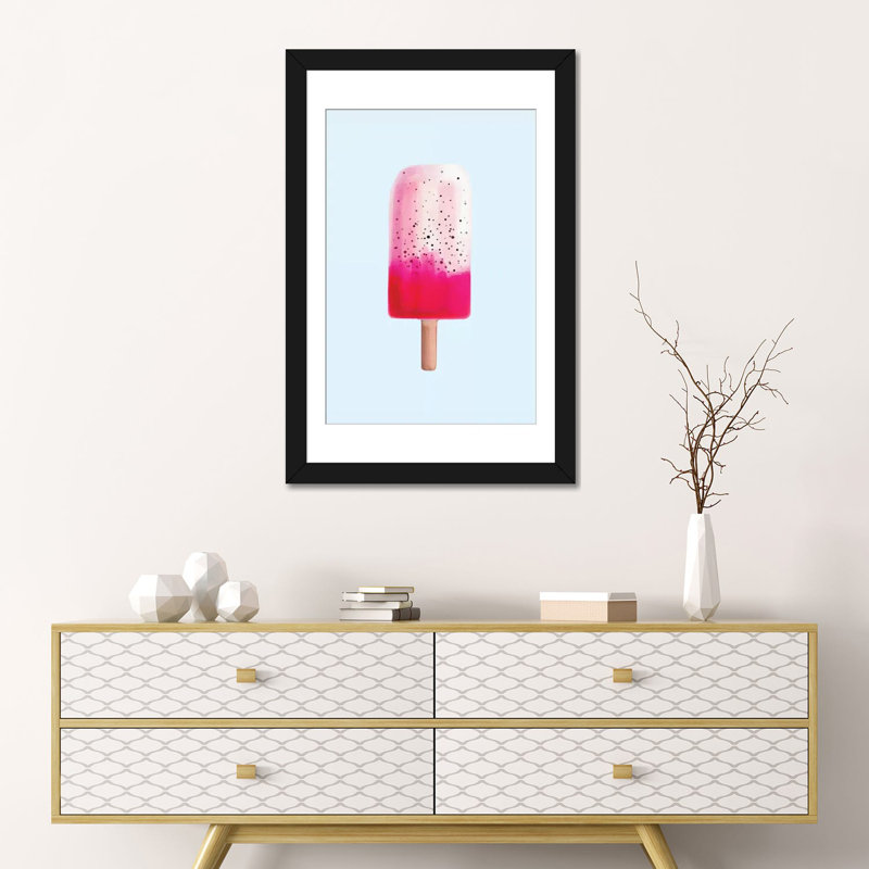 «Dragon Fruit Popsicle», impression sur toile tendue, H 32 po x l 24 po x P 1 po, Papier d'art encadré noir, Blanc