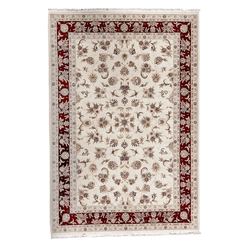 Tapis ivoire / vin noué à la main de haute qualité