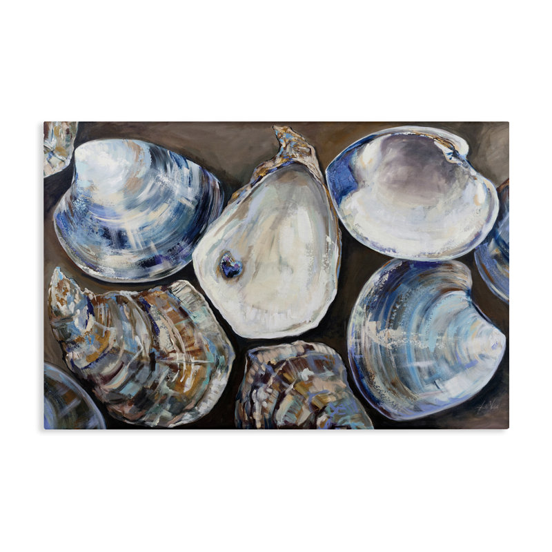 «Varied Seashell Shucks», art mural sur toile par Jeanette Vertentes, H 30 po x l 45 po