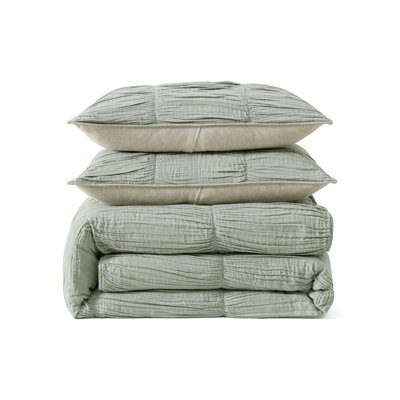 DKNY Pure Ruched Gauze Comforter Set Dusty Sage