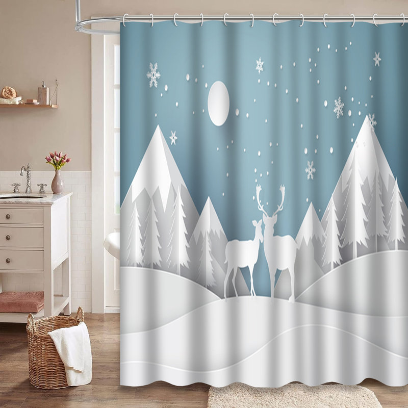 Rideau de douche numérique avec 12 crochets Deer, L 72 po x l 84 po