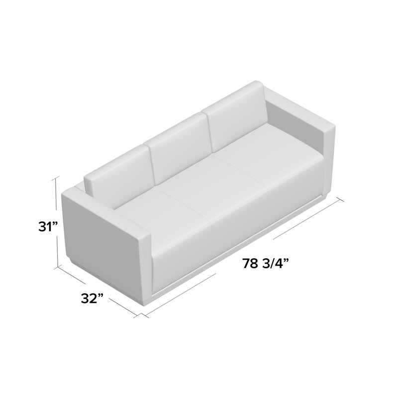 Murdocca Contemporary LeatherSoft Sofa with Stainless Steel Recessed Base