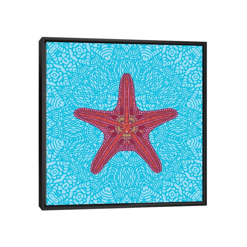 « starfish », impression sur toile tendue, H 37 po x l 37 po x P 1,5 po, Pas de tapis, Toile avec cadre noir
