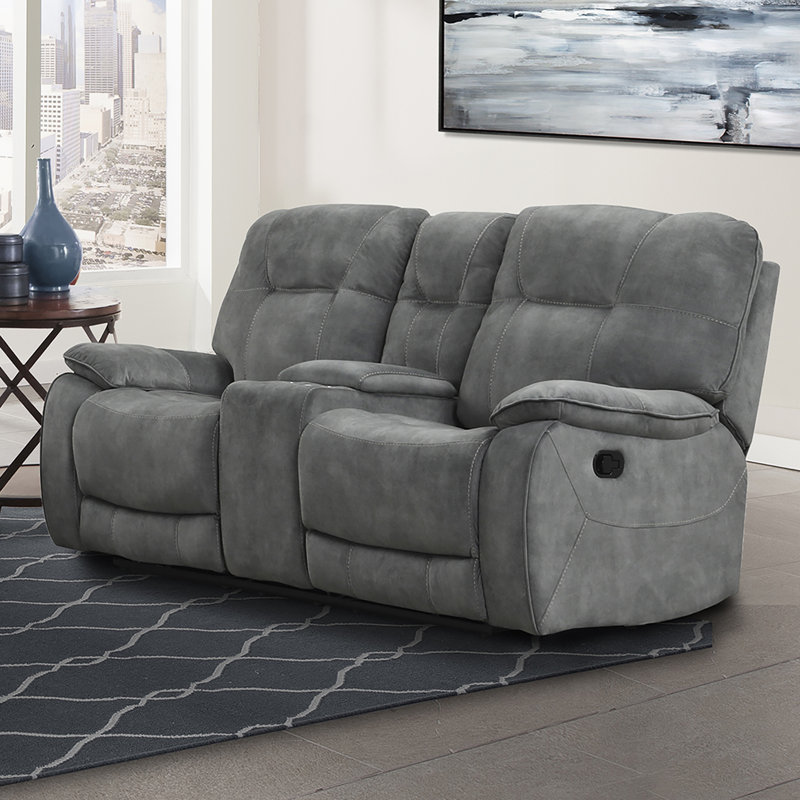 Karliyah Upholstered Reclining Sofa, Gray, 42" H x 75" W x 38" D