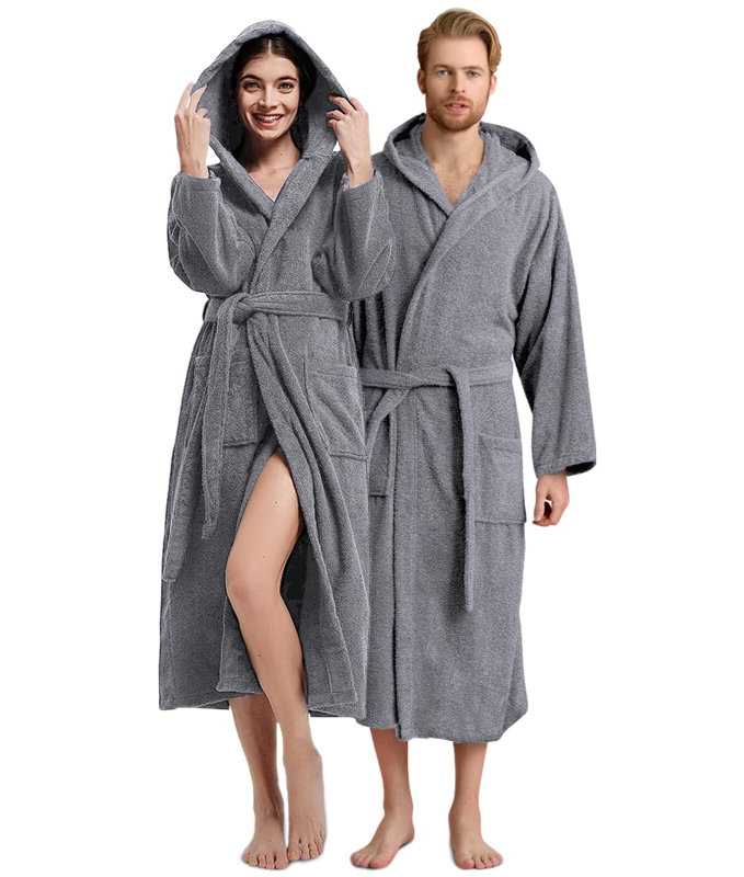 Peignoir à capuchon Secrest Luxury, Gris, M