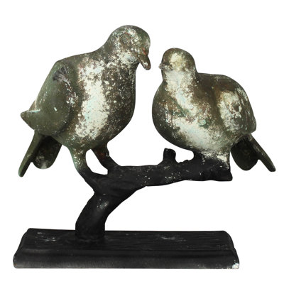 Paire d'oiseaux sur base, vert rétro