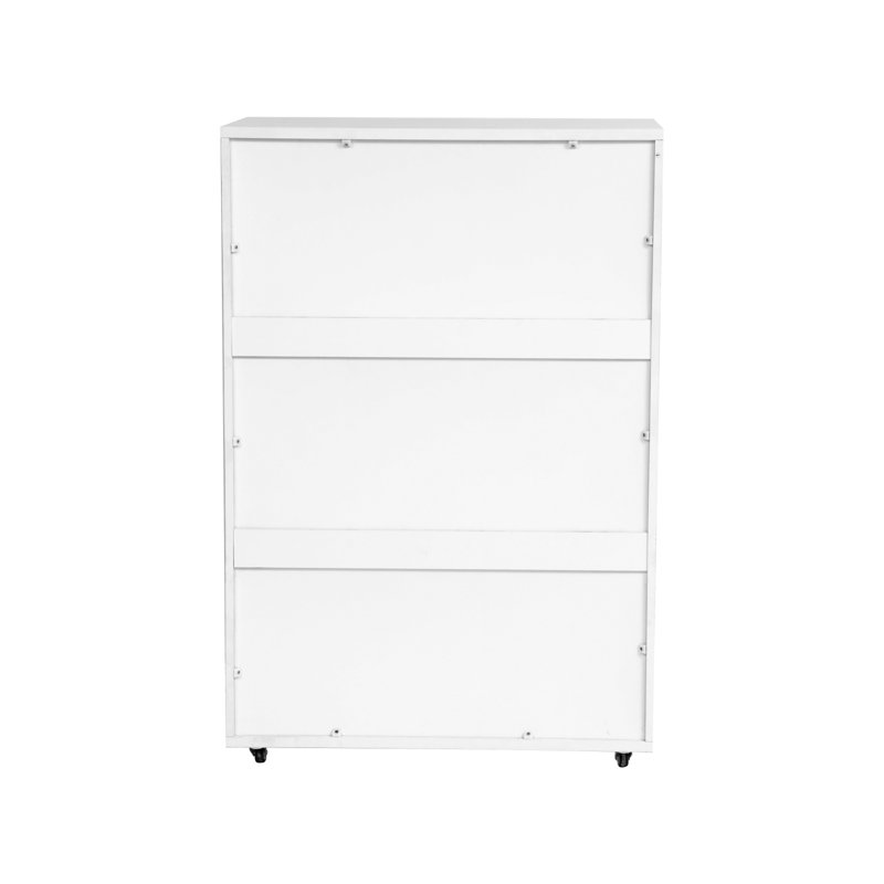 White 5-Drawer Dresser with Wheels, 29.5″ Wide, White