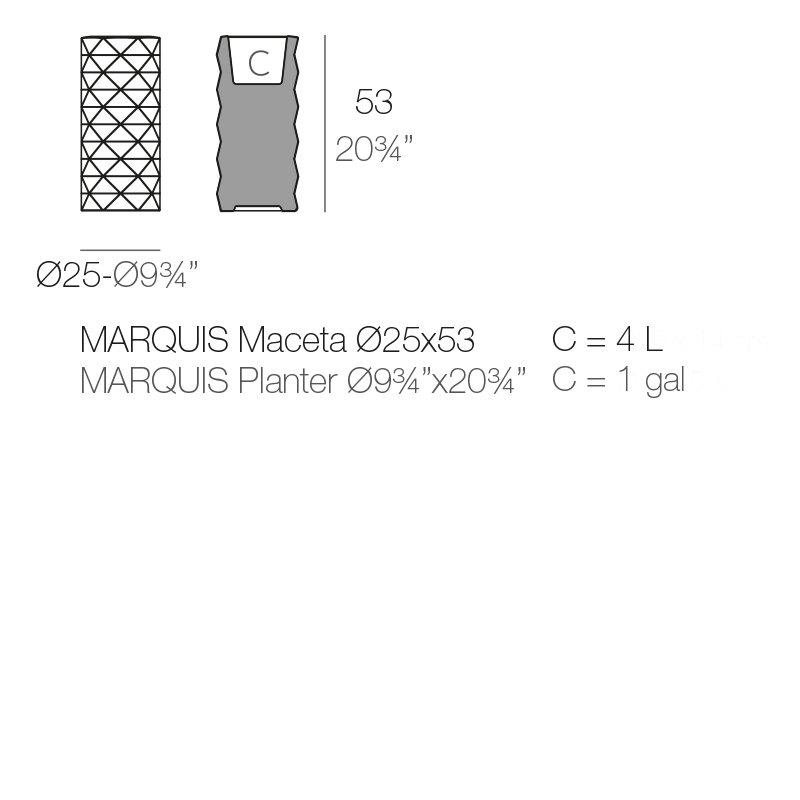 Marquis Resin Pot Planter, White, 20.75" H x 9.75" W x 9.75" D