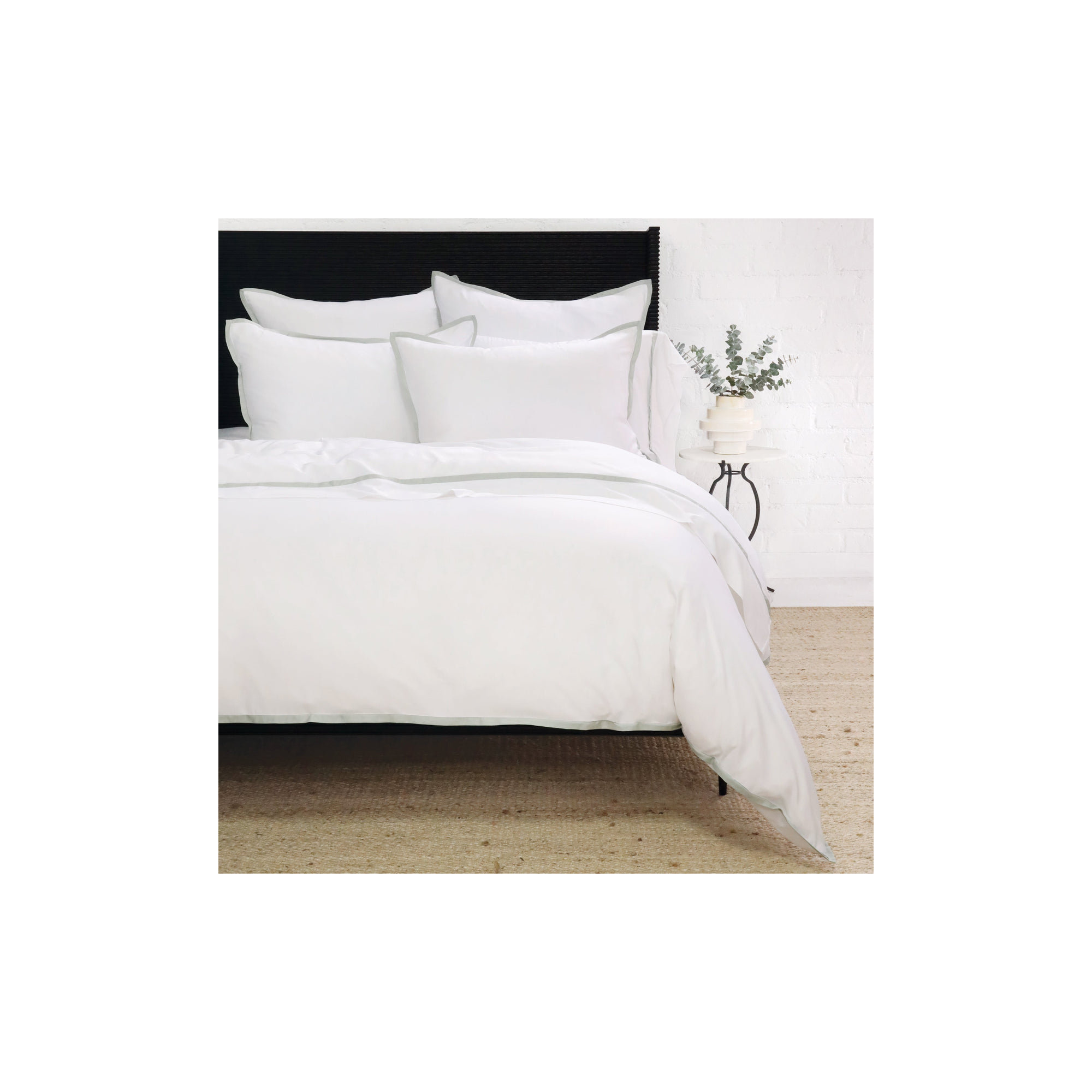 Langston Sateen Pillow Sham, White/Seaglass