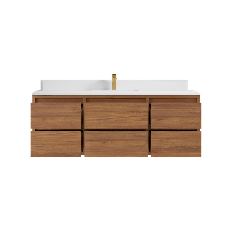 60'' Single Bathroom Vanity with Quartz Top, White