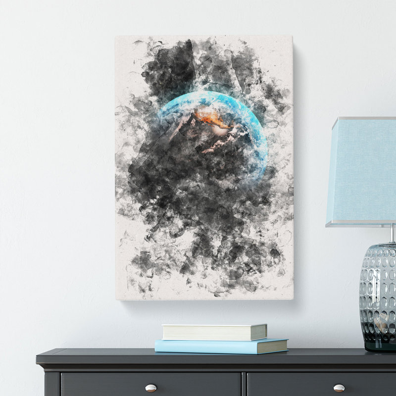 Stars Surrounding Planet Earth - Wrapped Canvas, 50cm H x 35cm W x 3cm D