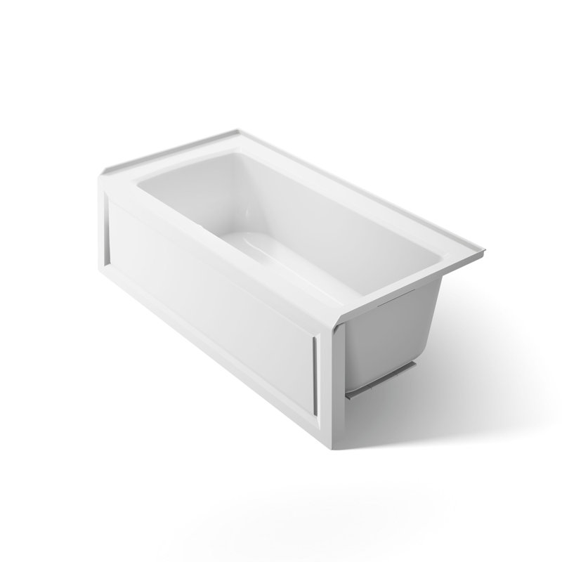 Archer® Alcove Bath with Bask Heated Surface, Integral Apron, Tile Flange, White, Right