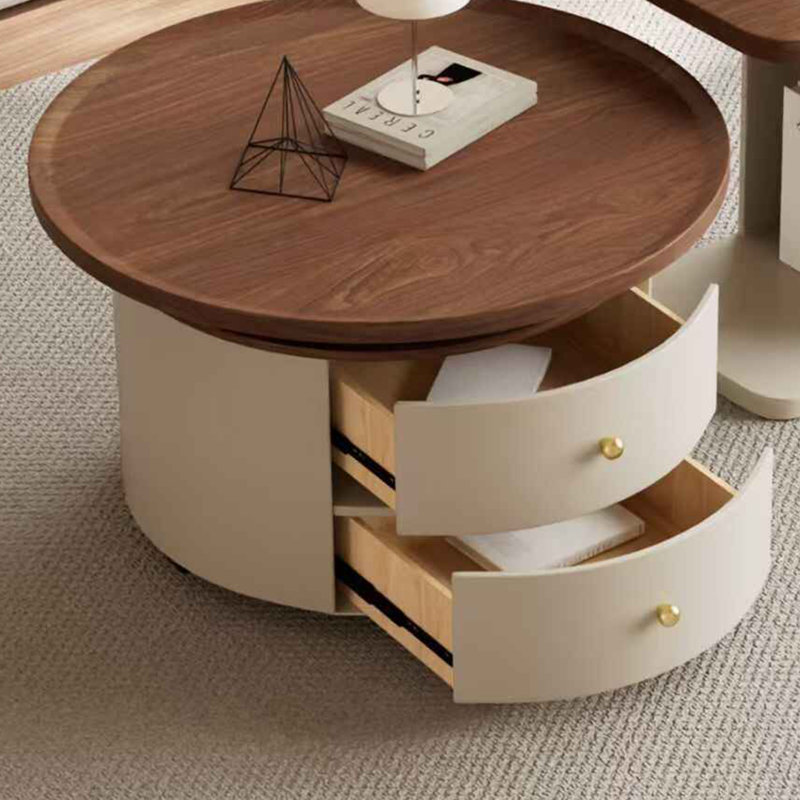 Roulettes mobiles de table basse de salon, 17.71" H x 23.62" W x 23.62" D, Cream