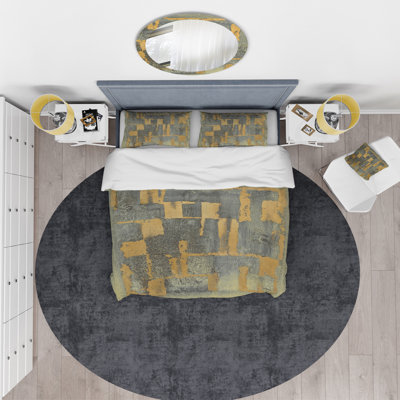 Glam Metallic Form II - Modern & Transitional Duvet Cover Set - Microfiber Polyester