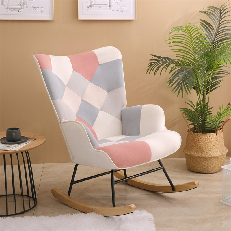 Chaise berçante Gerbrig, Rose / Beige / Bleu
