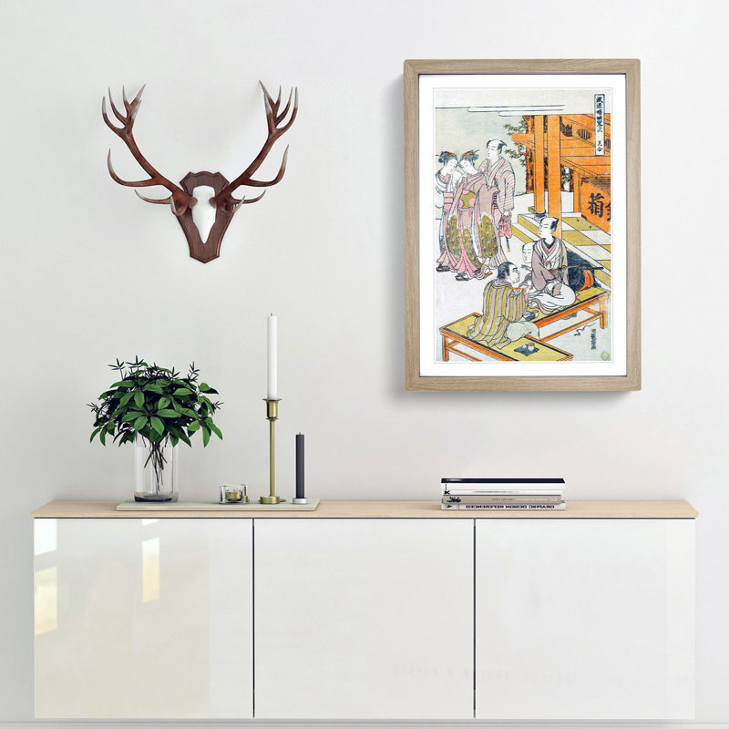 View to Marriage by Isoda Koryusai - Picture Frame Painting Print, 65cm H x 48cm W x 2cm D, Oak Framed