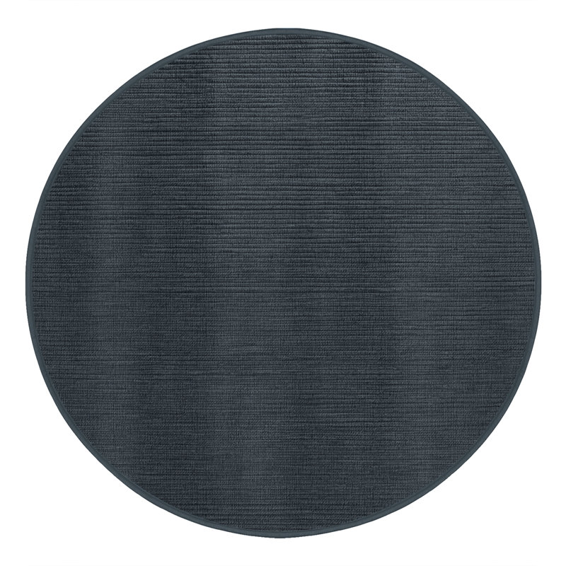 Tapis noir uni lavable à la machine, Rond 3 pi