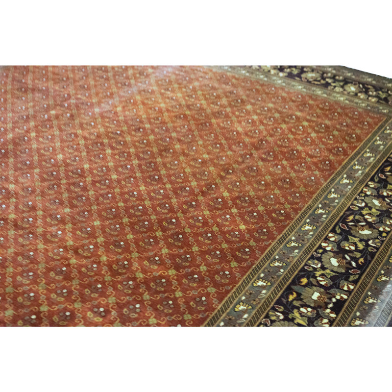 Hand Knotted Wool Area Rug in Rust And Brown