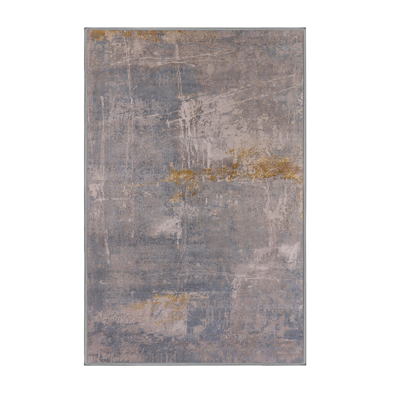 Tapis abstrait gris / bleu, Rectangle 7 pi x 9 pi