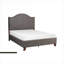 Lit double à panneau double, tête de lit tapissier en velours de ton bois gris avec garniture cloutée pour la chambre à coucher