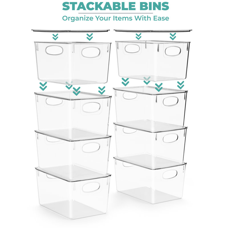 Clear Acrylic Stackable Storage Bins with Lids - 8 Pack