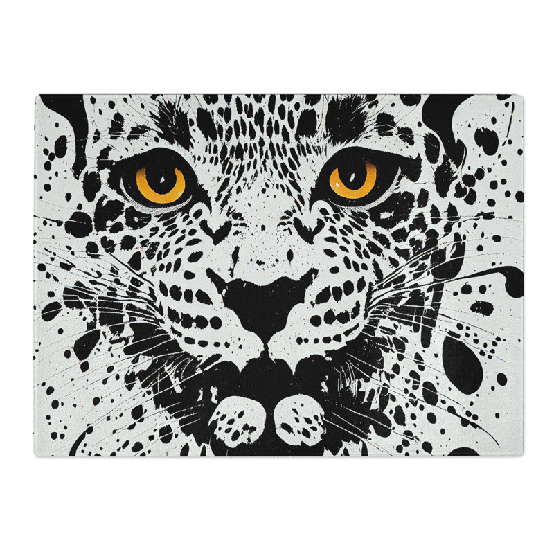 Leopard Splatter Abstract  Glass Chopping Board