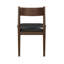 Chaise de salle à manger moderne de 2 places, revêtue de cuir, dossier en bois fini cerisier et 2 côtés revêtus de noir