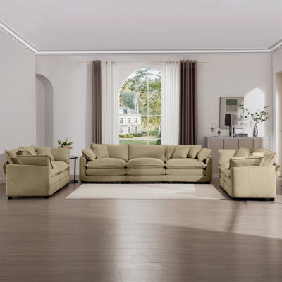 Comfortable Modern Fabric Living Room Sofa Set With Deep Seat And Recliner by Latitude Run