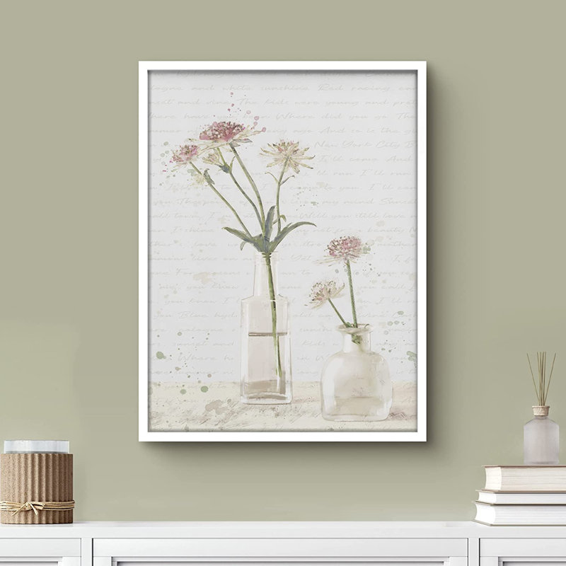 Illustration de bouquet de pivoines roses avec tiges vertes - Plantes, Cadre blanc
