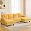 Canapé modulaire en U en chenille de 103,5 po avec double méridienne, poches de rangement et coussins d'accoudoirs pour le salon, jaune-389010390