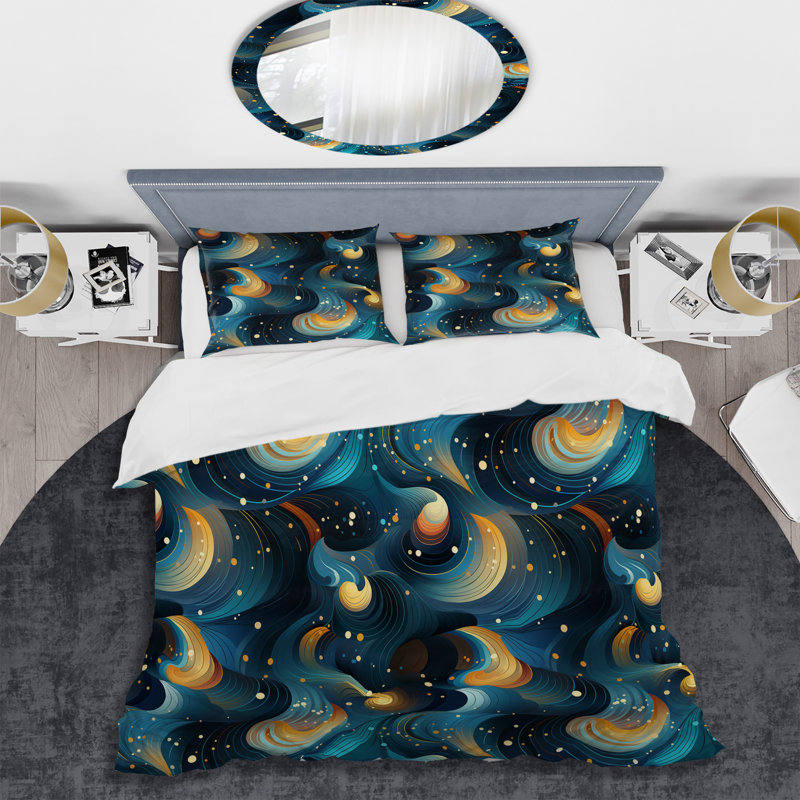 Celestial Geometric Geometric - Ensemble de housse de couette géométrique, Housse de couette simple + 1 taie décorative stan