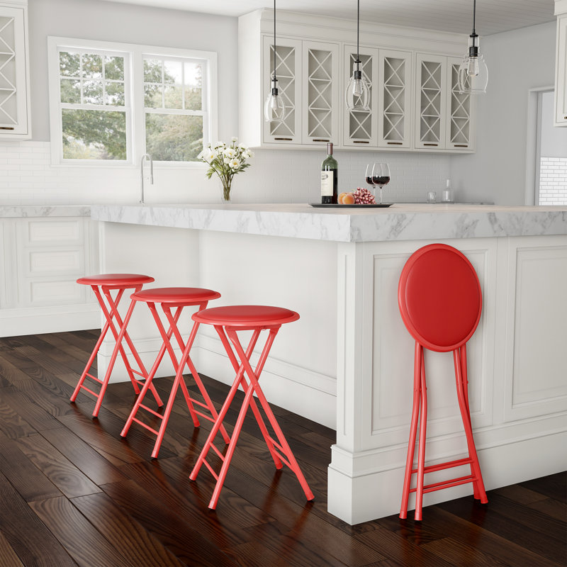 Tabouret pliant sans dossier de 24 pouces avec capacité de 225 lb Lavish Home, rouge, Rouge, 1