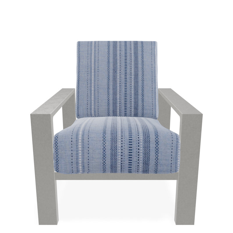 Larssen Deep Seating Cushion Arm Chair, Snow, Copeland Chambray