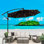 Parasol de terrasse à énergie solaire 10 pi avec parasol 8 lumières à DEL avec manivelle et base transversale pour terrasse de jardin et abri de piscine extérieur
