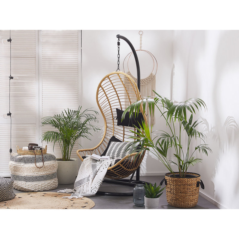 Shayna Swing Chair with Stand, Beige, Black
