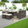 Rectangular 10 - Person Aluminum Fire Pit Table Dining Set with Cushions