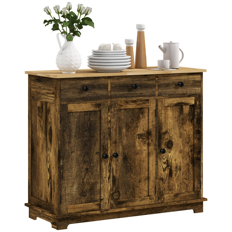 Buffet 3 tiroirs Wynnwood, Brun rustique