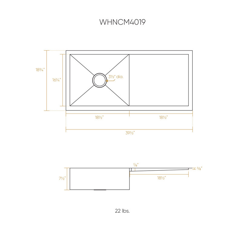Noah's 40" L x 18.75" W  Dual Mount Kitchen Sink