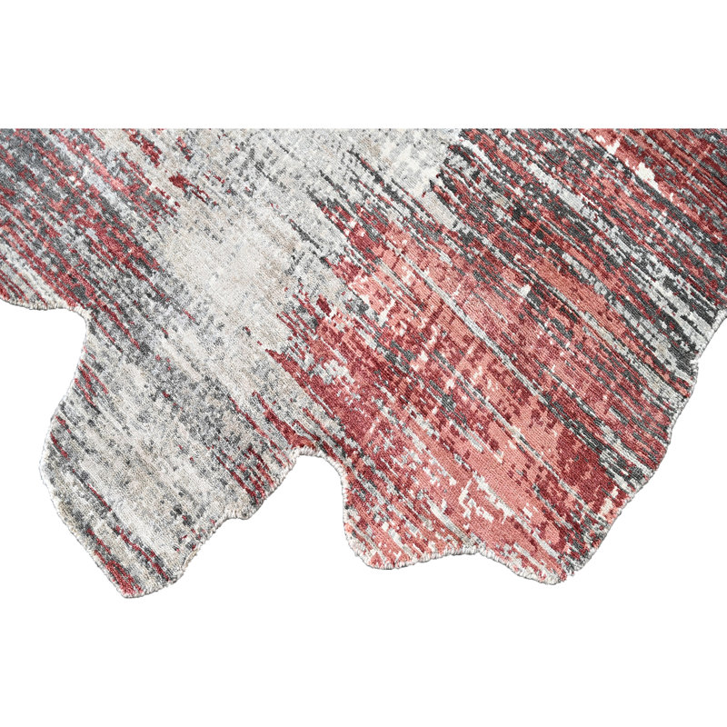 Tapis rose et multicolore de haute qualité noué à la main, Rectangle 9 pi x 12 pi