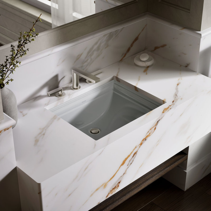 Memoirs® Vitreous China Rectangular Undermount Bathroom Sink with Overflow, Ice Gray