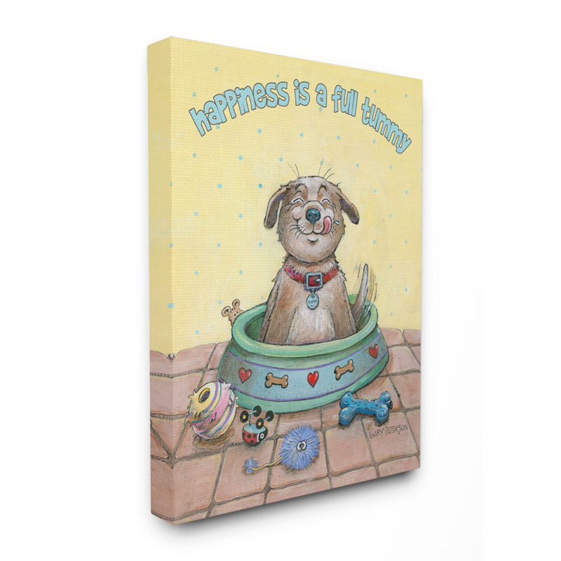 « joie is a full ventre dog amusant drawings » par gary patterson, impression, H 20 po x l 16 po, Toile tendue