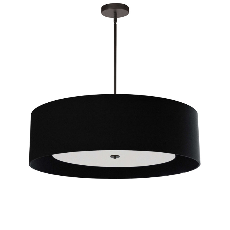 Lustre tambour 4 lumières Iyanah, Blanc, Noir mat