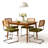 5-Piece Dining Table Set With Wooden Rectangular Table And 4 Rattan Back Chairs With Green Cushions